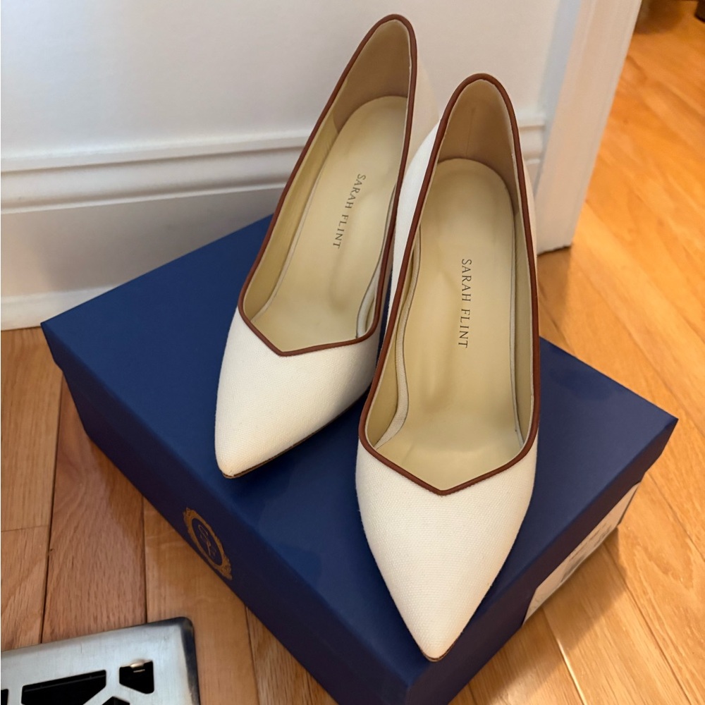 Sarah Flint Elegant Cream and Brown Perfect 85 Heels